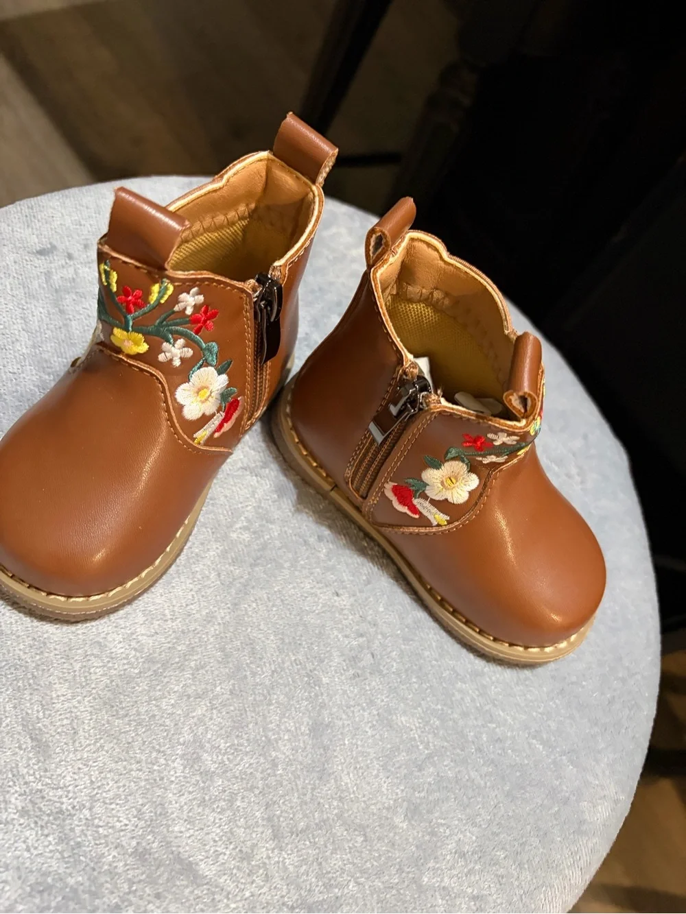 Kids Brown Embroidered Chelsea Boots